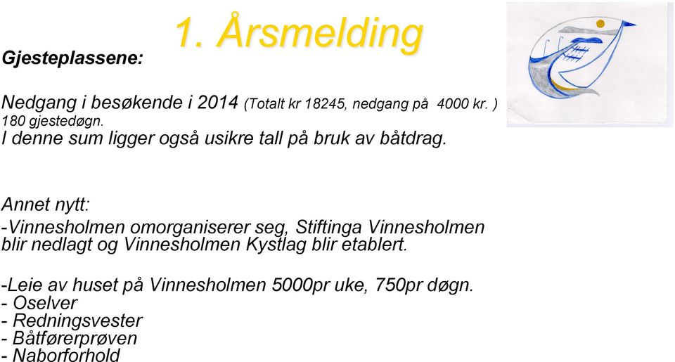 Annet nytt: - Vinnesholmen omorganiserer seg, Stiftinga Vinnesholmen blir nedlagt og Vinnesholmen