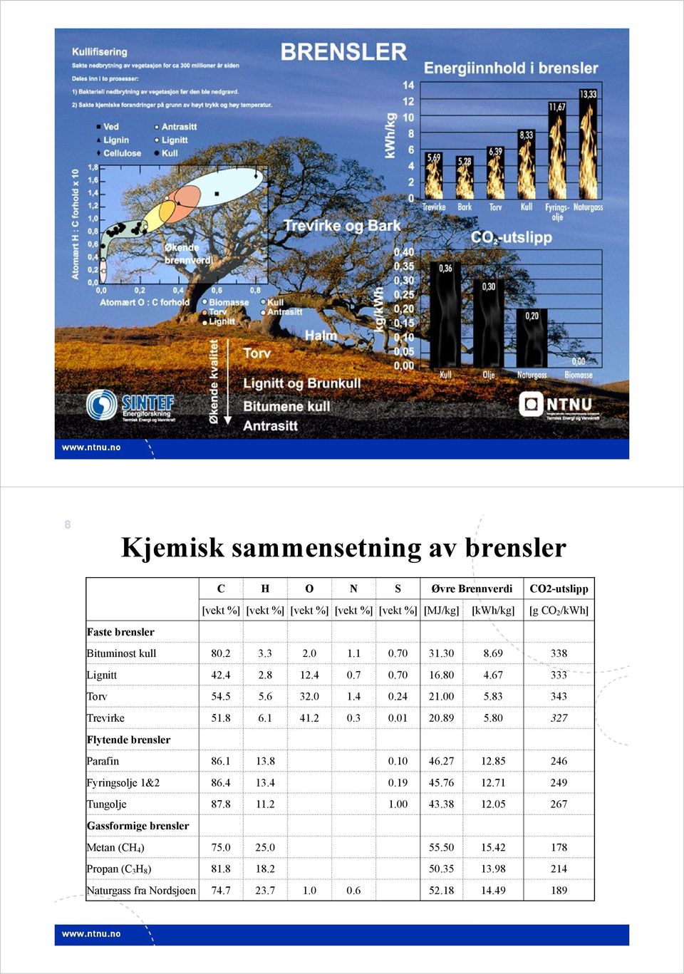 1 41.2..1 2.89 5.8 27 Flytende brensler Parafin 86.1 1.8.1 46.27 12.85 246 Fyringsolje 1&2 86.4 1.4.19 45.76 12.71 249 Tungolje 87.8 11.2 1. 4.8 12.