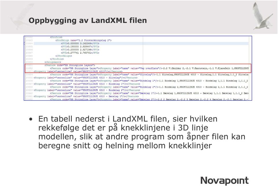 knekklinjene i 3D linje modellen, slik at andre