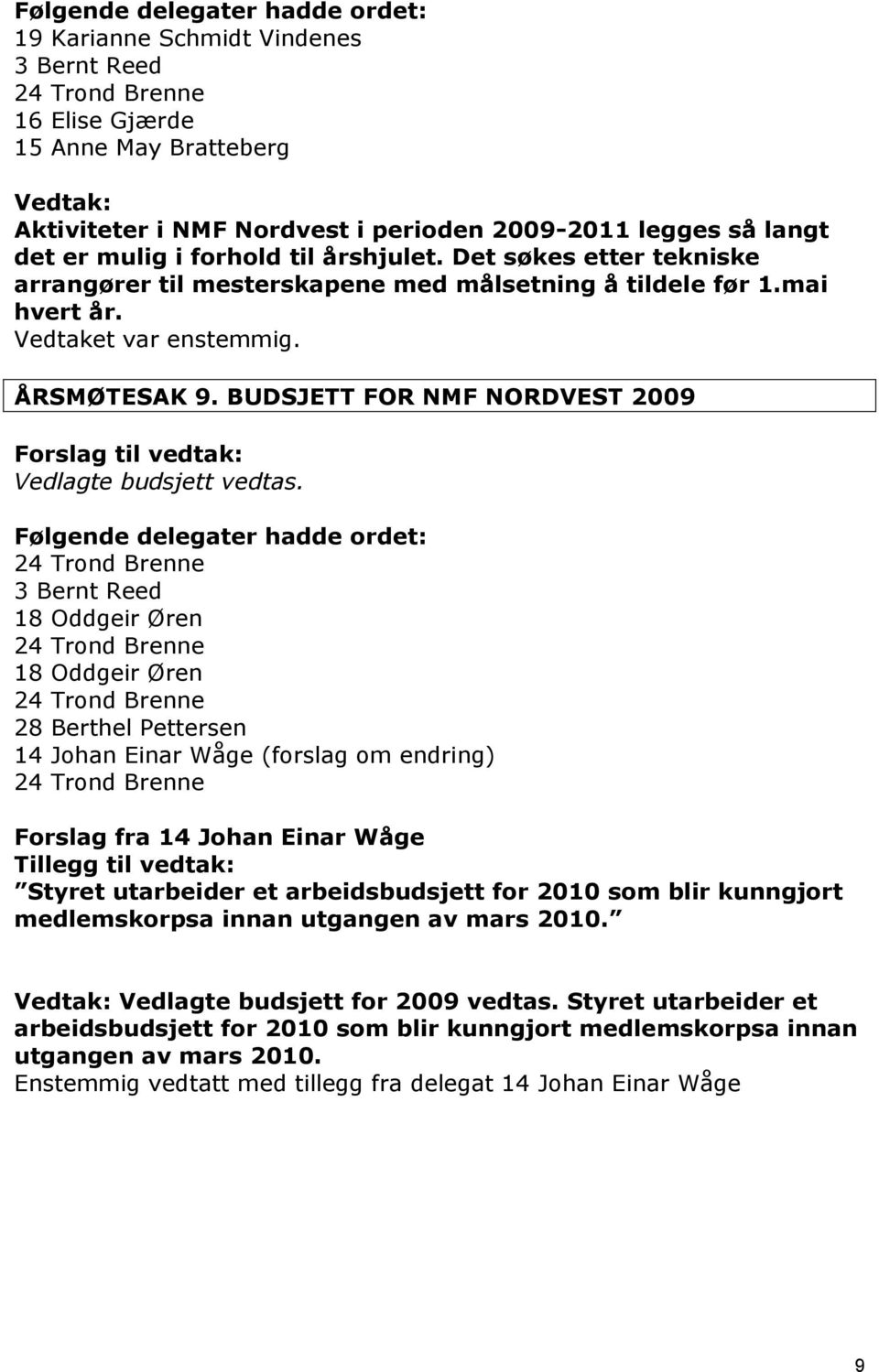 Følgende delegater hadde ordet: 3 Bernt Reed 18 Oddgeir Øren 18 Oddgeir Øren 28 Berthel Pettersen 14 Johan Einar Wåge (forslag om endring) Forslag fra 14 Johan Einar Wåge Tillegg til vedtak: Styret