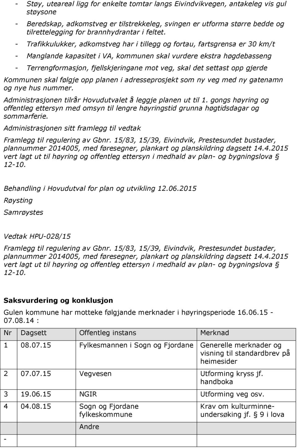 - Trafikkulukker, adkomstveg har i tillegg og fortau, fartsgrensa er 30 km/t - Manglande kapasitet i VA, kommunen skal vurdere ekstra høgdebasseng - Terrengformasjon, fjellskjeringane mot veg, skal