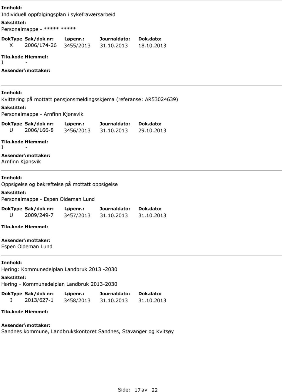 Kjønsvik Oppsigelse og bekreftelse på mottatt oppsigelse Personalmappe - Espen Oldeman Lund 2009/249-7 3457/2013 Espen Oldeman Lund