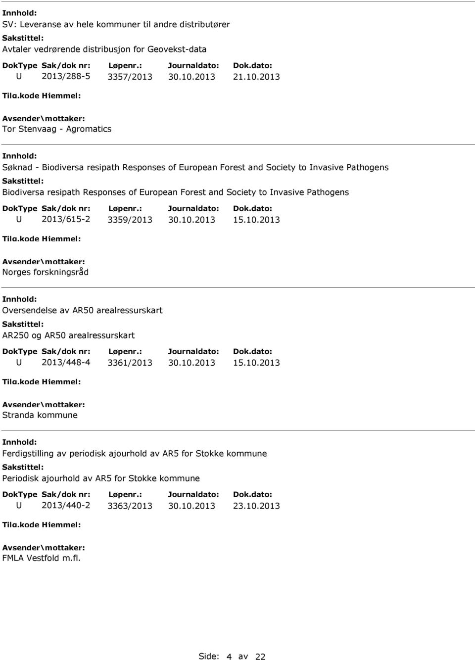 Forest and Society to nvasive Pathogens 2013/615-2 3359/2013 15.10.