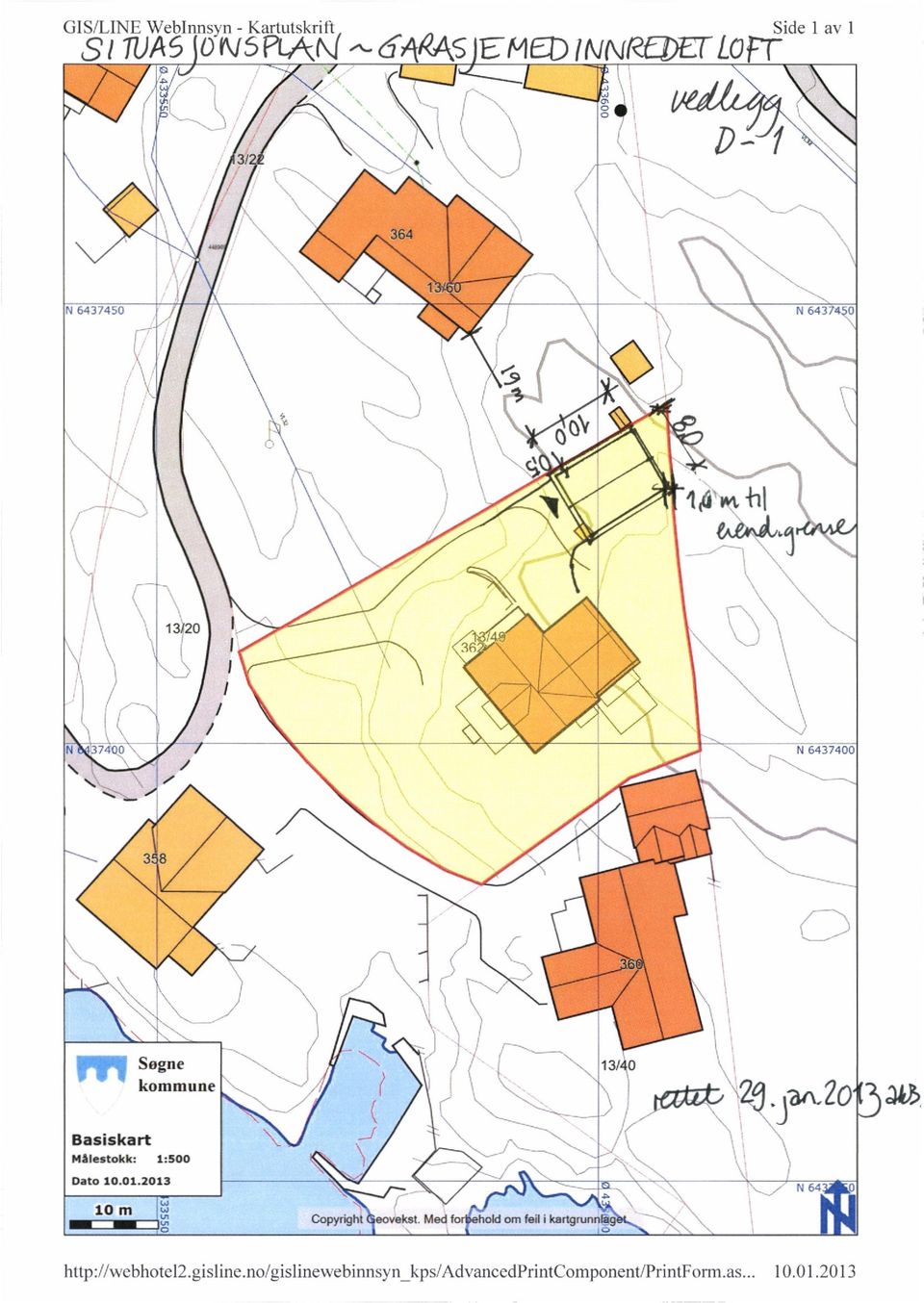 Basiskart Målestokk: 1:500 Dato 10.01.2013 Copyright eovekst.