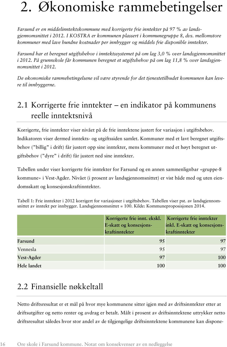 Farsund har et beregnet utgiftsbehov i inntektssystemet på om lag 3,0 % over landsgjennomsnittet i 2012.