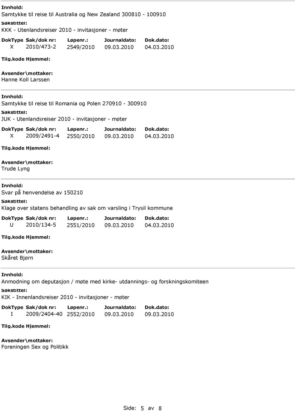 2010 Trude Lyng Svar på henvendelse av 150210 Klage over statens behandling av sak om varsling i Trysil kommune 2010/134-5 2551/2010 04.03.