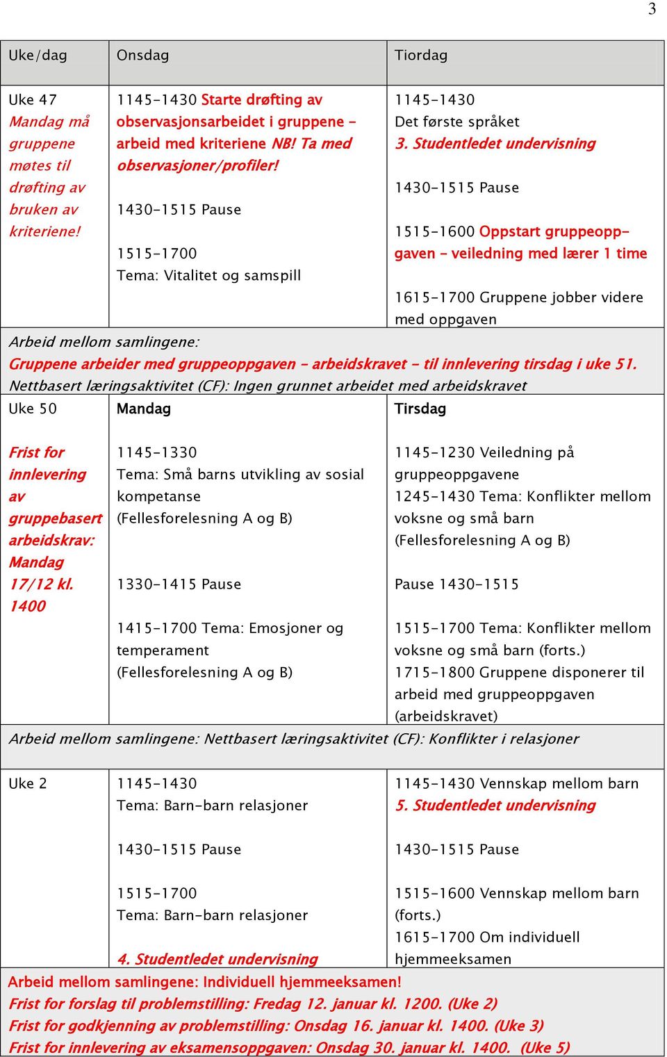 Studentledet undervisning 1515-1600 Oppstart gruppeoppgaven veiledning med lærer 1 time 1615-1700 Gruppene jobber videre med oppgaven Gruppene arbeider med gruppeoppgaven arbeidskravet - til