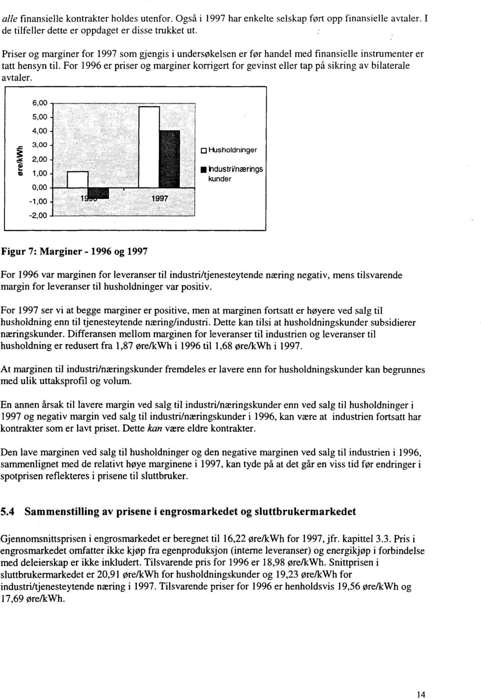 For 1996 er priser og marginer korrigert for gevinst eller tap på sikring av bilaterale avtaler. 6,00 5,00 4,00.