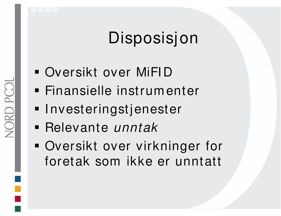 Investeringstjenester Relevante