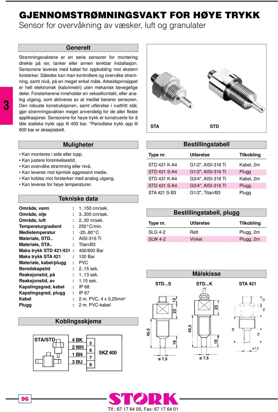 Arbeidsprinsippet er helt elektronisk (kalorimetri) uten mekanisk bevegelige deler. Forsterkerene inneholder en vekselkontakt, eller analog utgang, som aktiveres av at mediet berører sensoren.