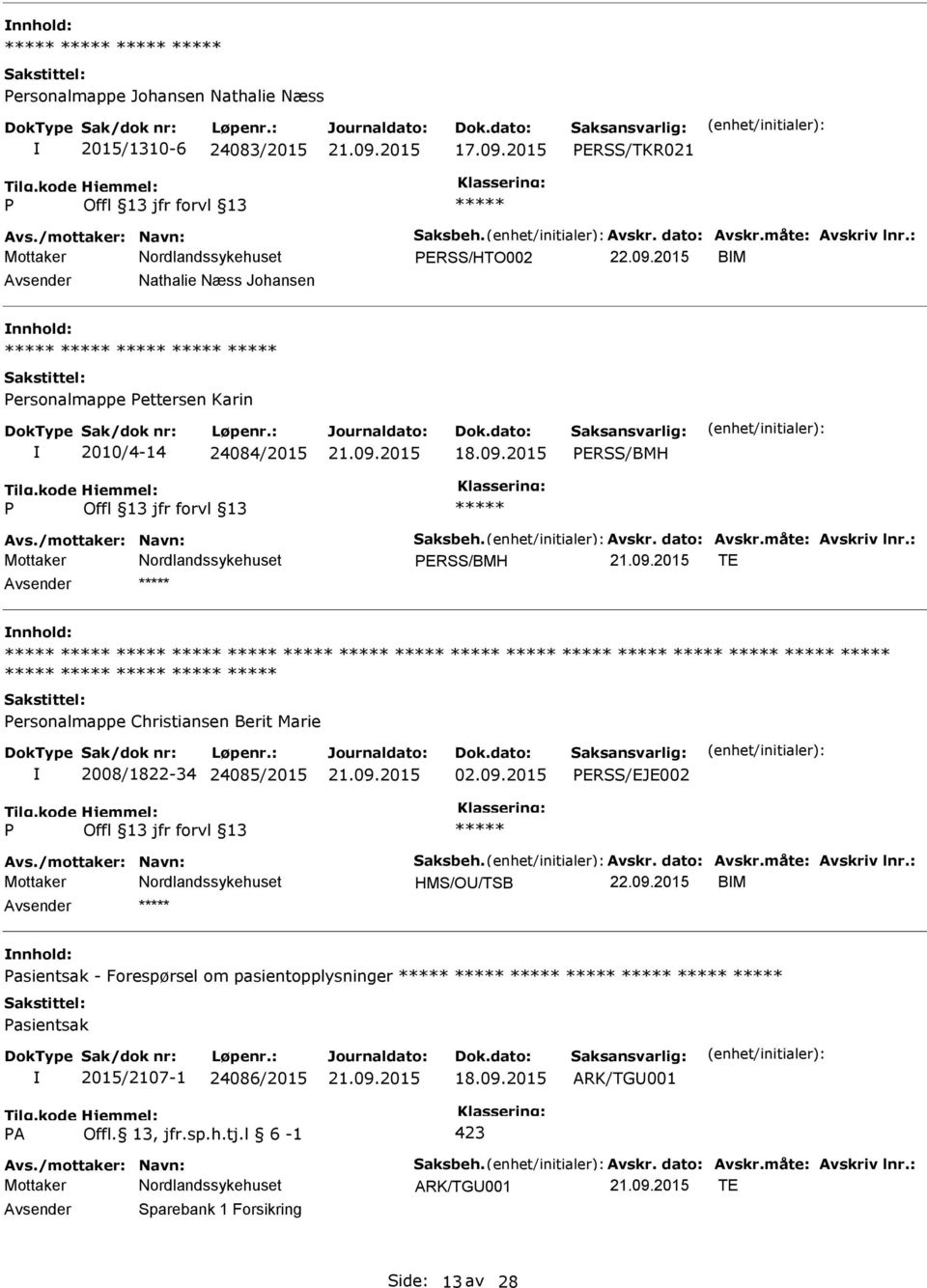 2015 BM Nathalie Næss Johansen ersonalmappe ettersen Karin 2010/4-14 24084/2015 ERSS/BMH ERSS/BMH TE ersonalmappe