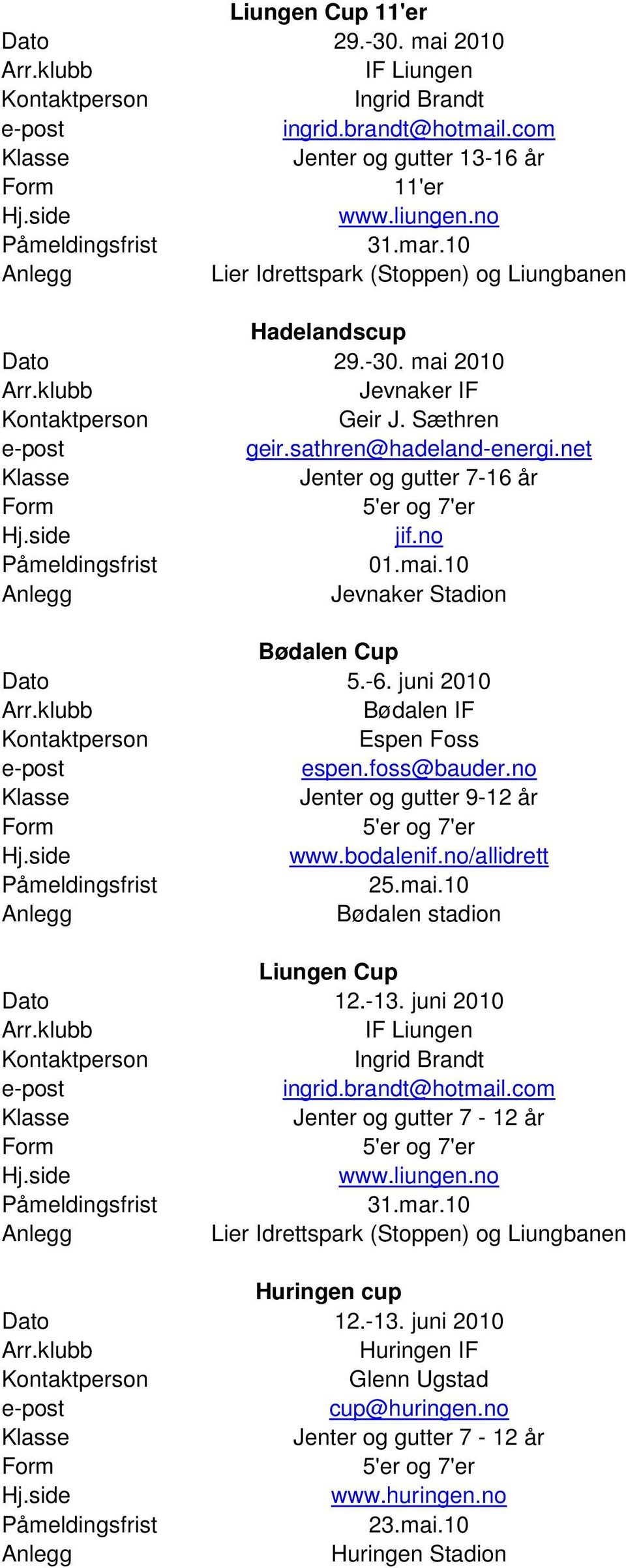 -6. juni 2010 Bødalen IF Espen Foss espen.foss@bauder.no Jenter og gutter 9-12 år www.bodalenif.no/allidrett 25.mai.10 Bødalen stadion Liungen Cup 12.-13.