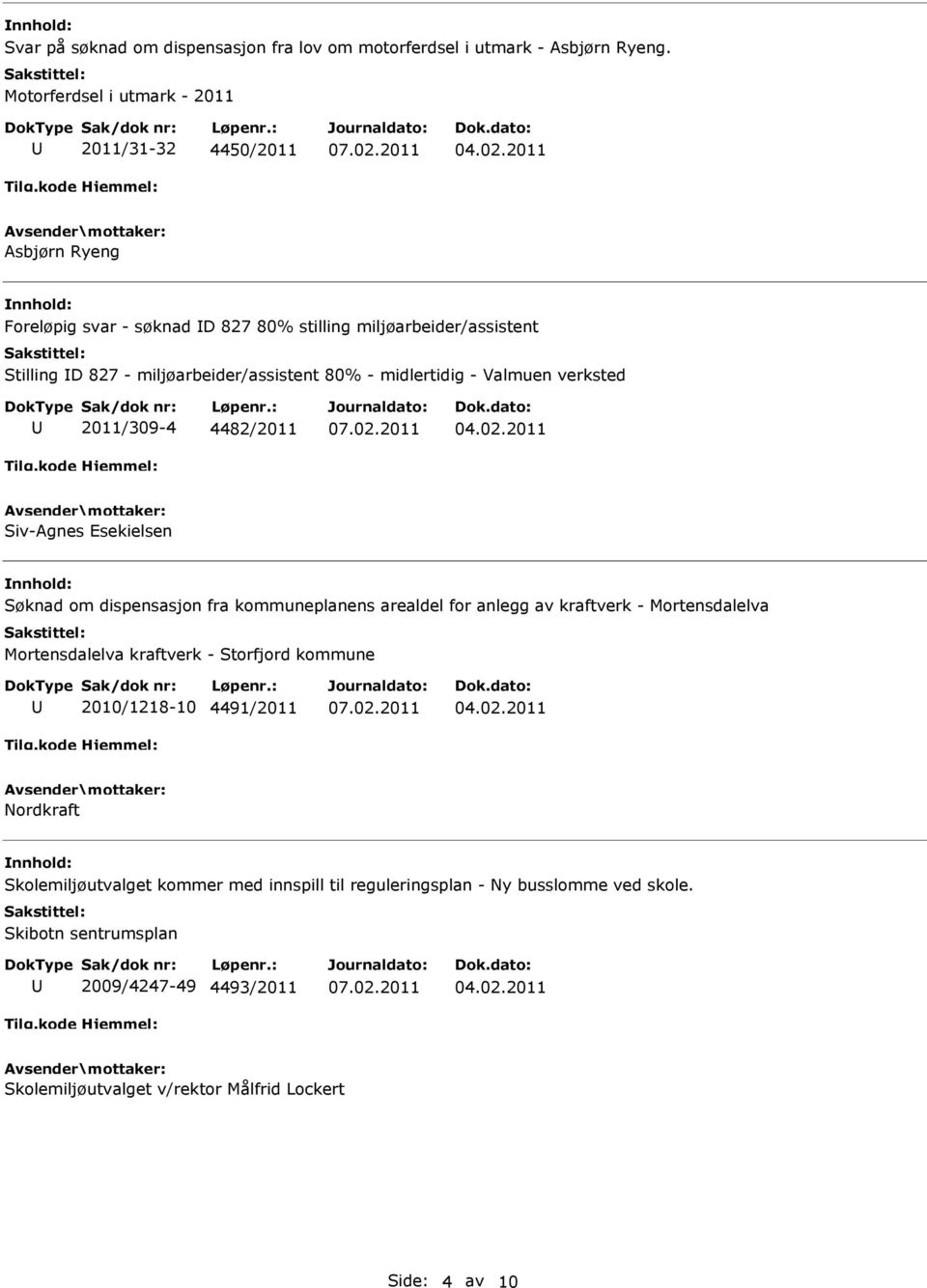 80% - midlertidig - Valmuen verksted 2011/309-4 4482/2011 Siv-Agnes Esekielsen Søknad om dispensasjon fra kommuneplanens arealdel for anlegg av kraftverk - Mortensdalelva