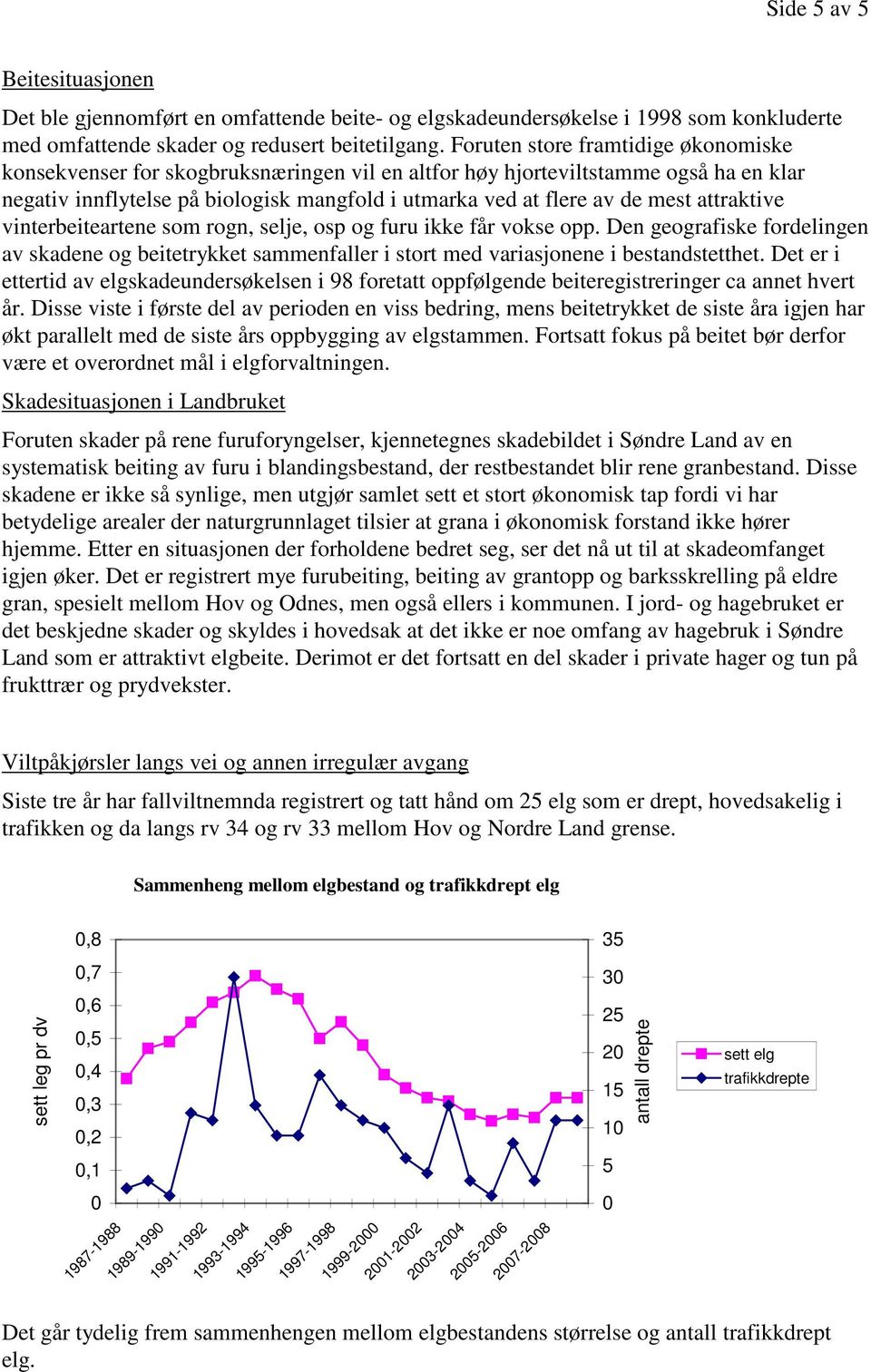 attraktive vinterbeiteartene som rogn, selje, osp og furu ikke får vokse opp. Den geografiske fordelingen av skadene og beitetrykket sammenfaller i stort med variasjonene i bestandstetthet.