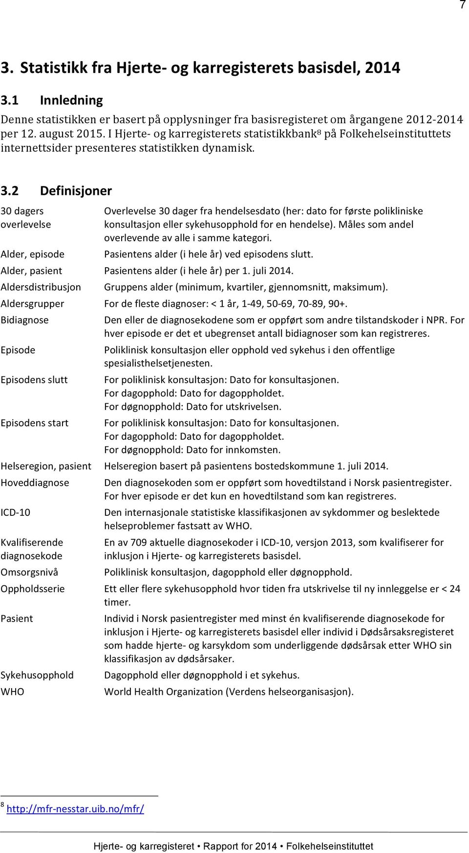 2 Definisjoner 30 dagers overlevelse Alder, episode Alder, pasient Aldersdistribusjon Aldersgrupper Bidiagnose Episode Episodens slutt Episodens start Helseregion, pasient Hoveddiagnose ICD- 10