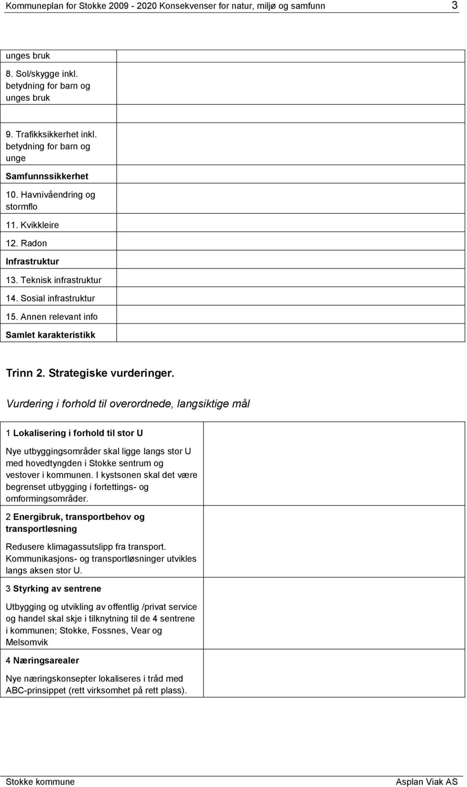 Annen relevant info Samlet karakteristikk Trinn 2. Strategiske vurderinger.