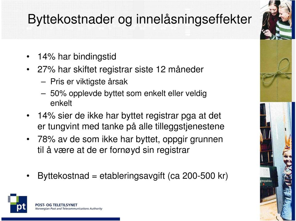 registrar pga at det er tungvint med tanke på alle tilleggstjenestene 78% av de som ikke har byttet,