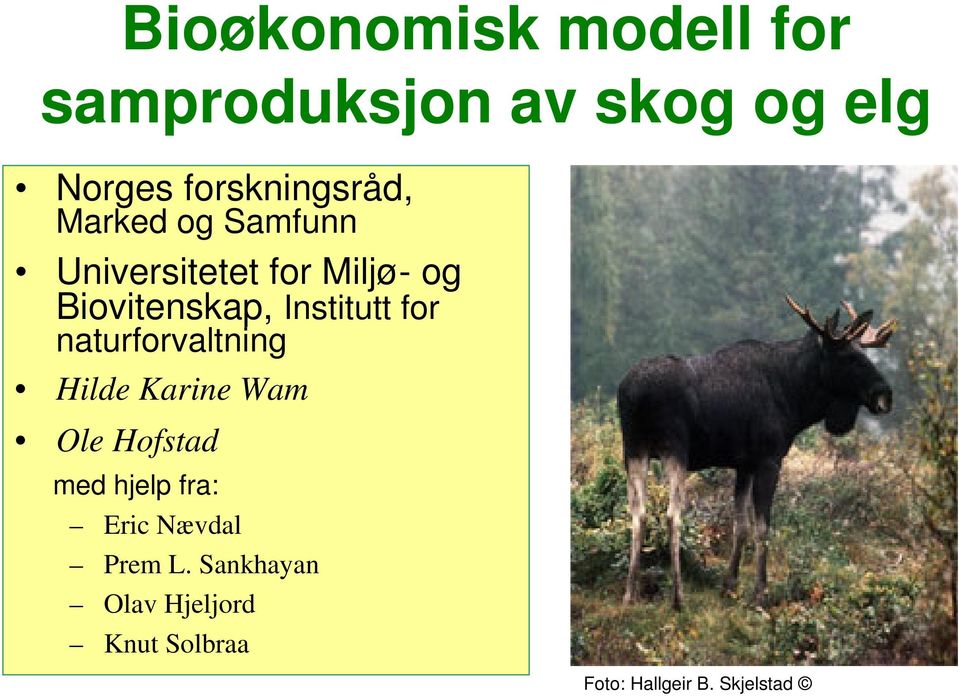 Biovitenskap, Institutt for naturforvaltning Hilde Karine Wam Ole Hofstad