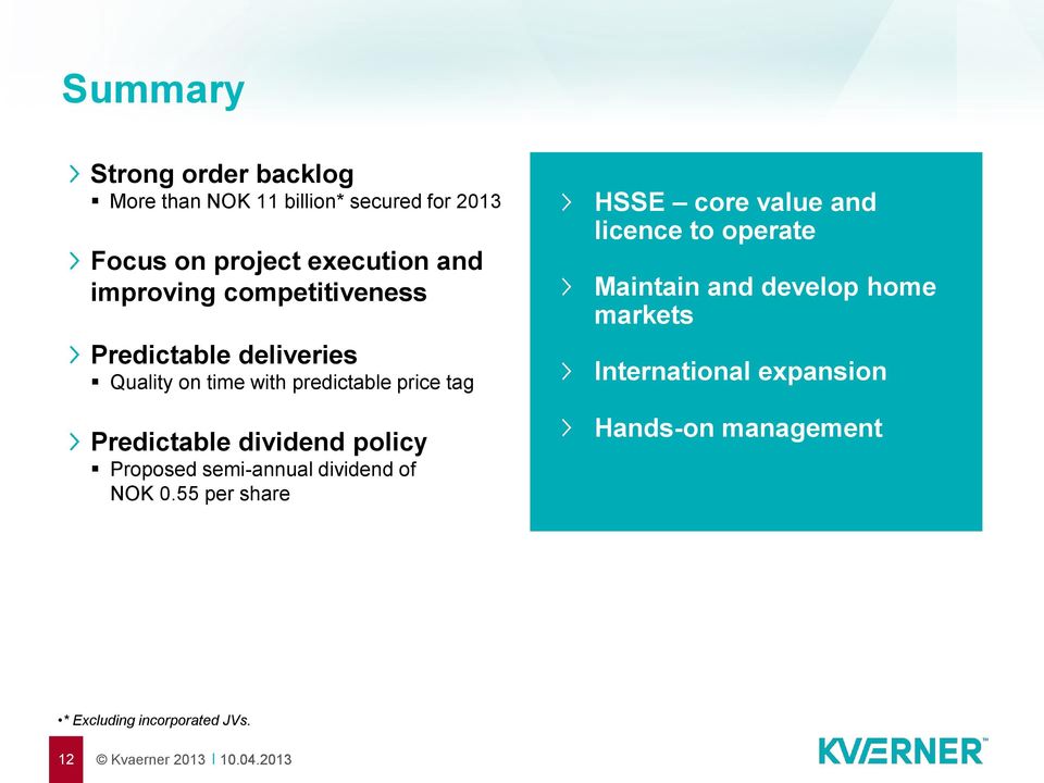 dividend policy Proposed semi-annual dividend of NOK 0.