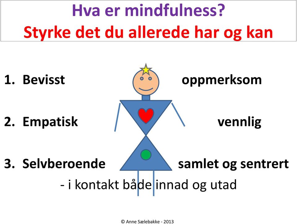 Bevisst oppmerksom 2. Empatisk vennlig 3.