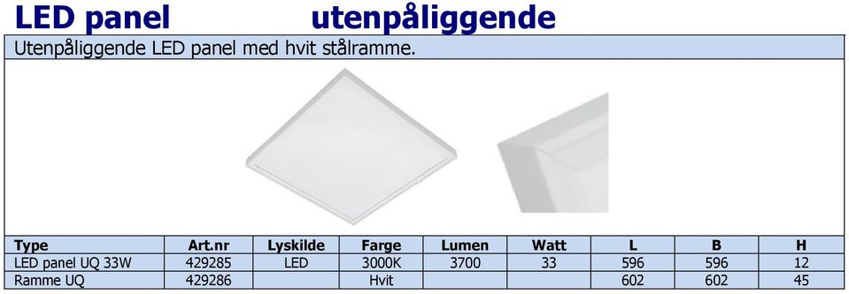 utenpåliggende LED panel UQ 33W 429285