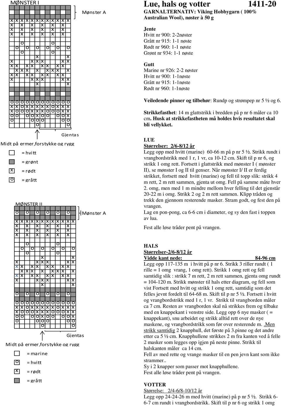 Husk at strikkefastheten må hldes hvis resultatet skal Midt på ermer,frstykke g rygg = hvitt = grønt = rødt = grått MØNSTER II Mønster A Midt på ermer,frstykke g rygg = marine = hvitt = rødt = grått