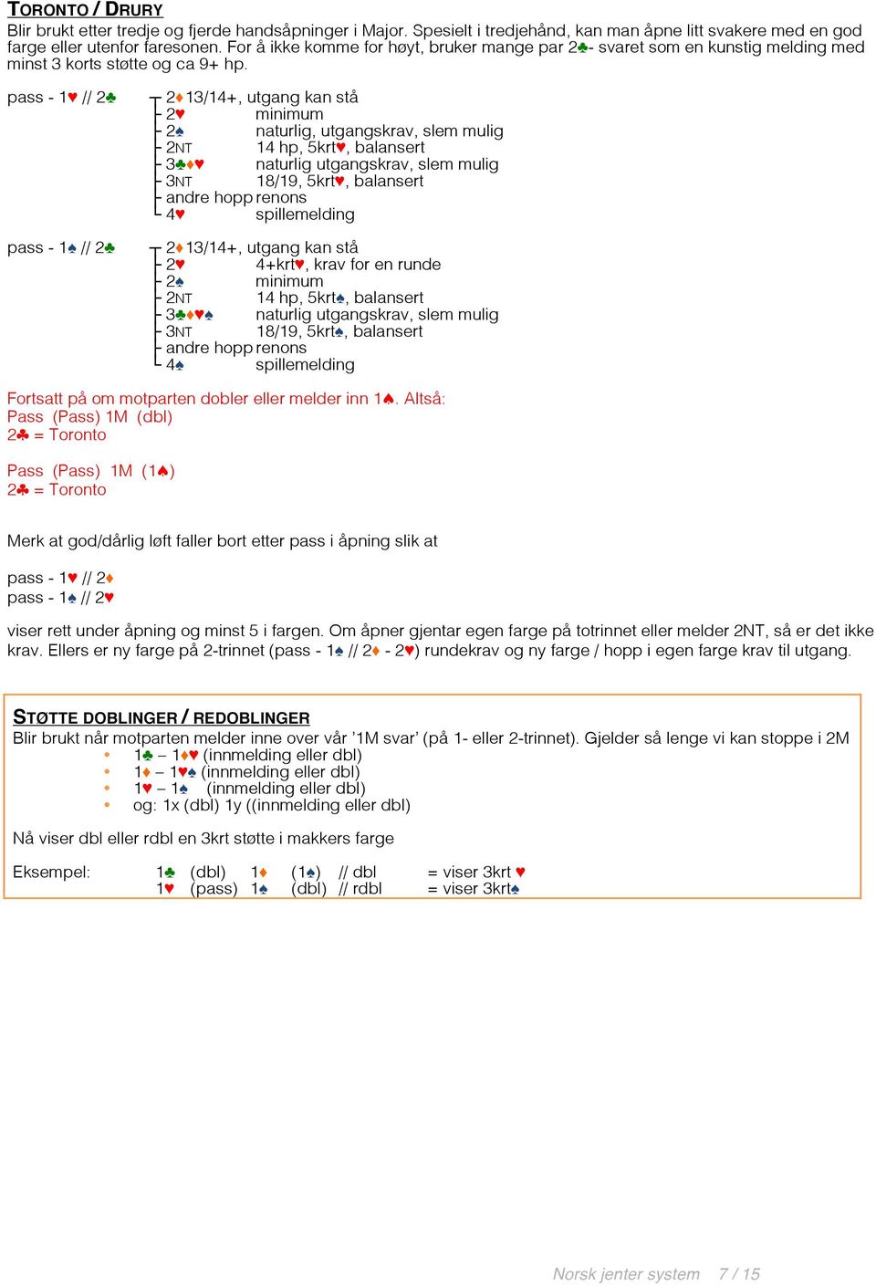 pass - 1 // 2 pass - 1 // 2 2 13/14+, utgang kan stå 2 minimum 2 naturlig, utgangskrav, slem mulig 2NT 14 hp, 5krt, balansert 3 naturlig utgangskrav, slem mulig 3NT 18/19, 5krt, balansert andre hopp