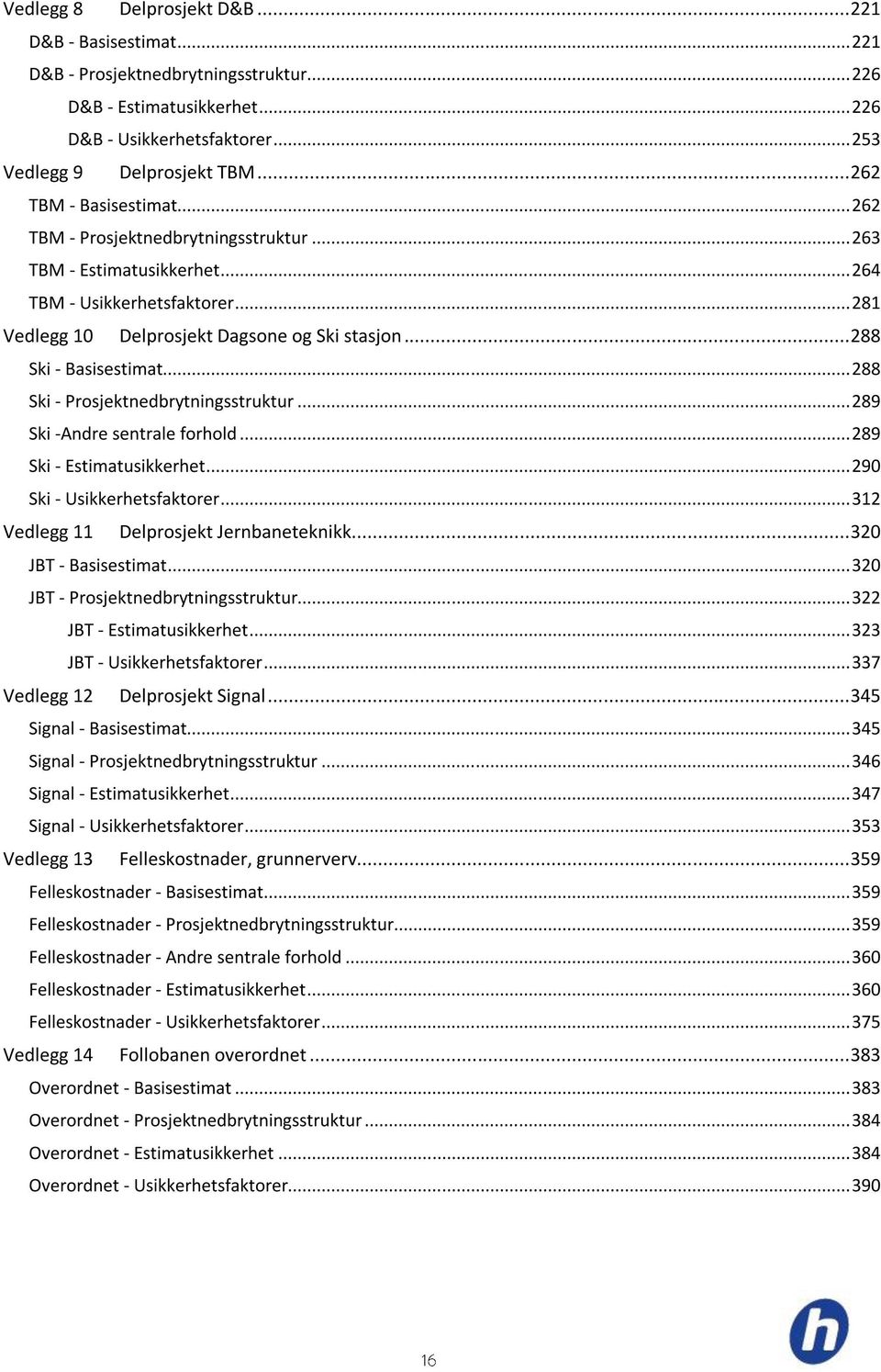 .. 288 Ski - Basisestimat... 288 Ski - Prosjektnedbrytningsstruktur... 289 Ski -Andre sentrale forhold... 289 Ski - Estimatusikkerhet... 290 Ski - Usikkerhetsfaktorer.