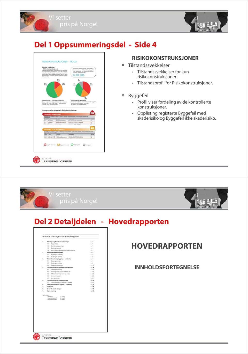 » Byggefeil Profil viser fordeling av de kontrollerte konstruksjoner.