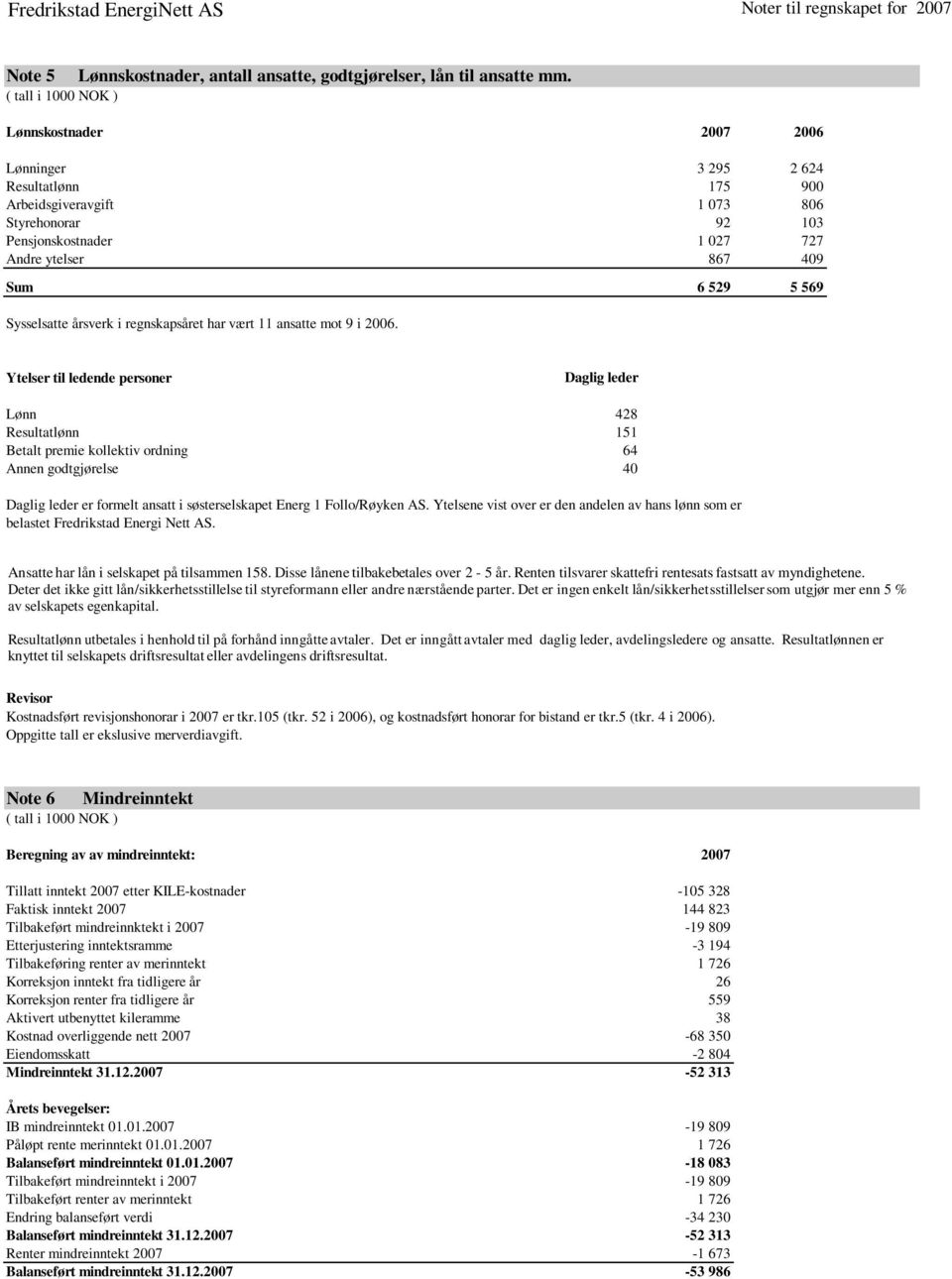 regnskapsåret har vært 11 ansatte mot 9 i 2006.