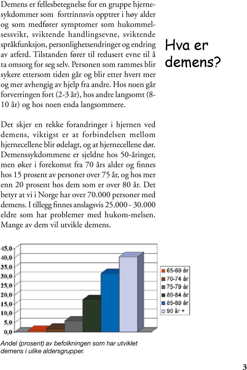 Personen som rammes blir sykere ettersom tiden går og blir etter hvert mer og mer avhengig av hjelp fra andre.