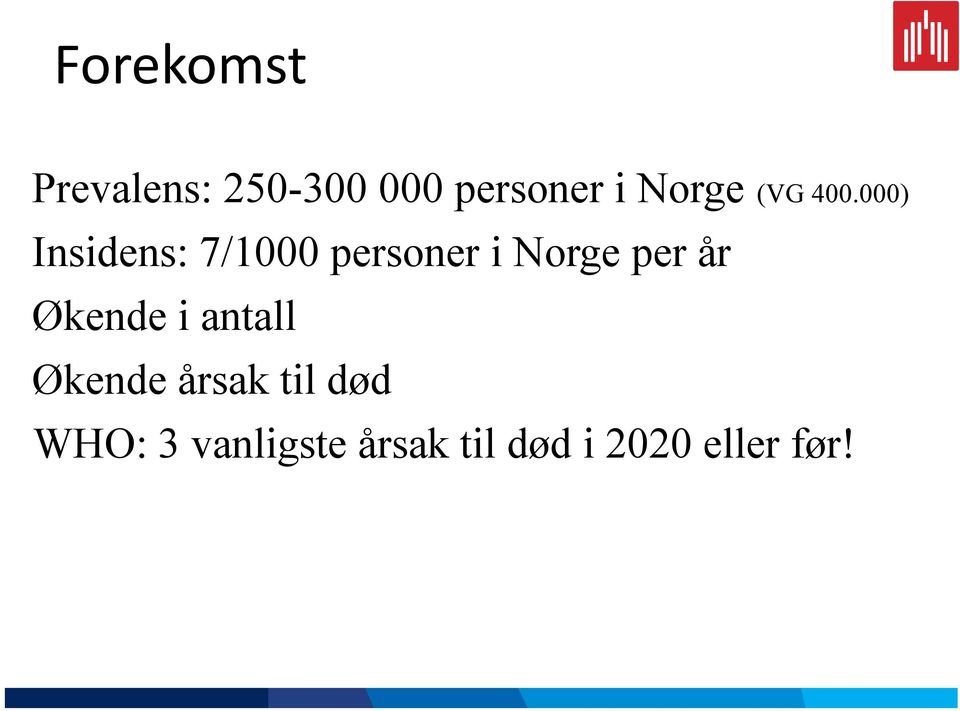 000) Insidens: 7/1000 personer i Norge per år