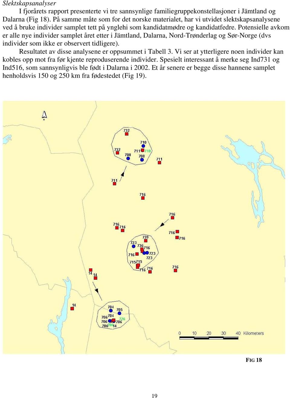 Potensielle avkom er alle nye individer samplet året etter i Jämtland, Dalarna, Nord-Trønderlag og Sør-Norge (dvs individer som ikke er observert tidligere).