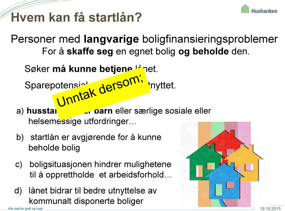 Søker må kunne betjene lånet. Sparepotensialet skal være utnyttet.