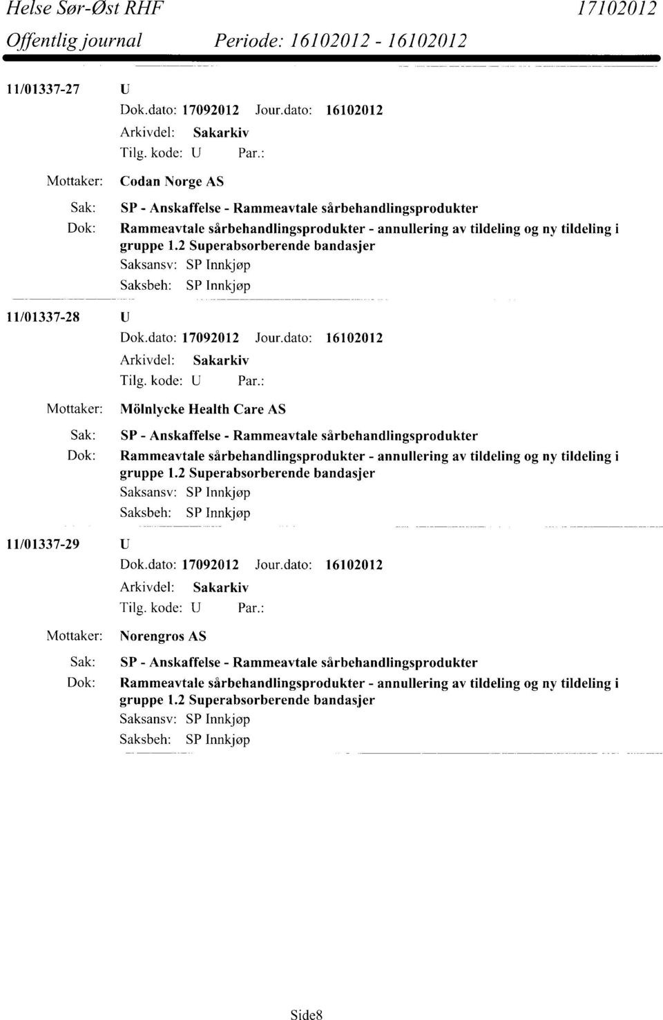 2 Superabsorberende bandasjer Dok.dato: 17092012 Jour.