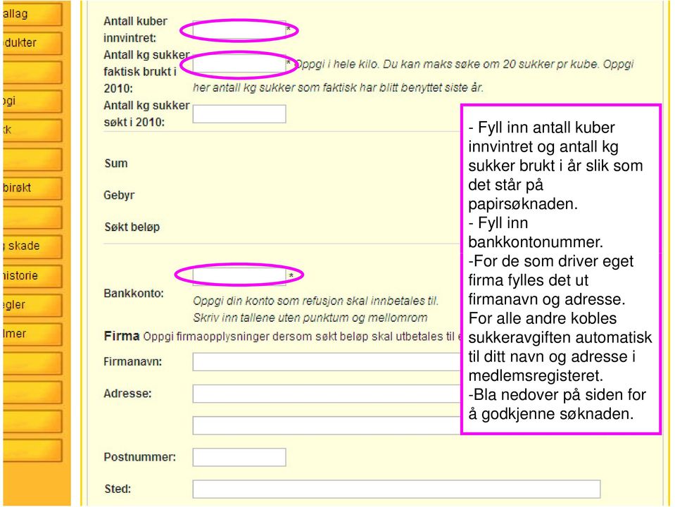 -For de som driver eget firma fylles det ut firmanavn og adresse.