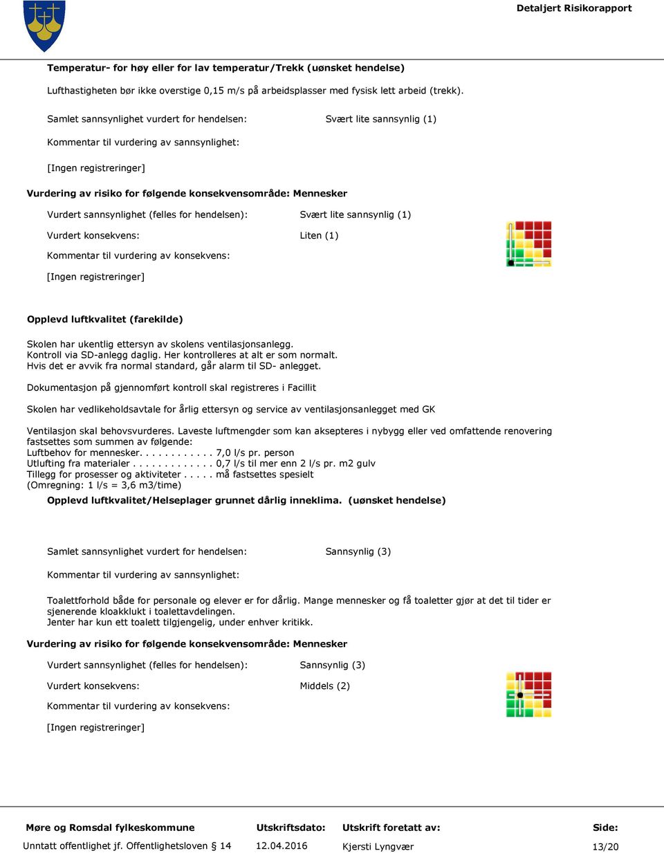 Hvis det er avvik fra normal standard, går alarm til SD- anlegget.