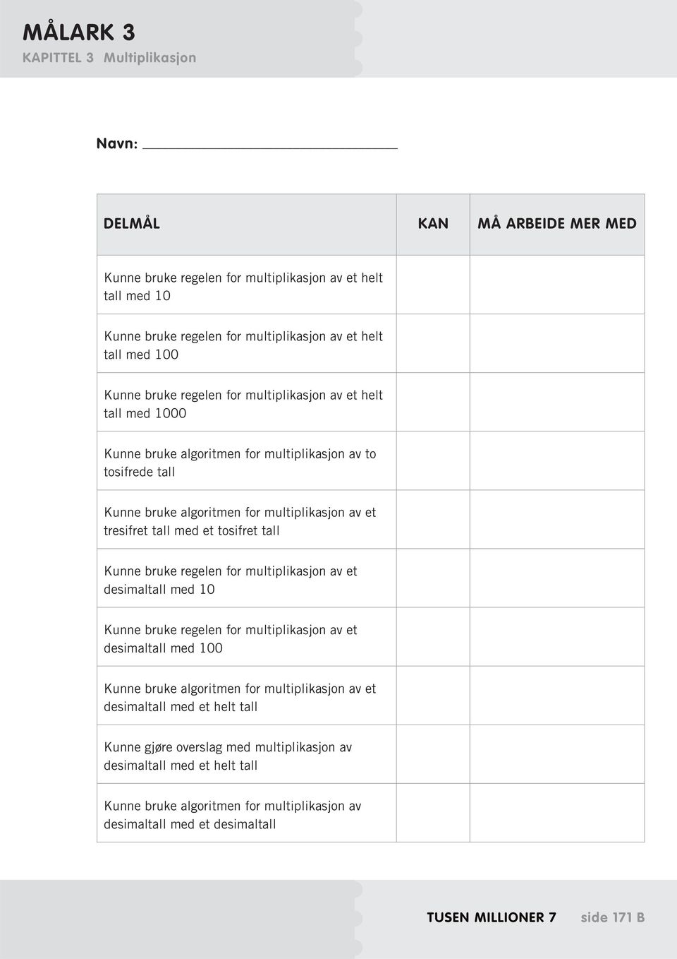 tall Kunne bruke regelen for multiplikasjon av et desimaltall med 10 Kunne bruke regelen for multiplikasjon av et desimaltall med 100 Kunne bruke algoritmen for multiplikasjon av et