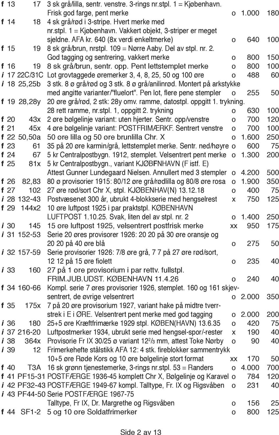 Pent lettstemplet merke o 800 100 i 17 22C/31C Lot grovtaggede øremerker 3, 4, 8, 25, 50 og 100 øre o 488 60 i 18 25,25b 3 stk. 8 ø grå/rød og 3 stk. 8 ø grå/anilinrød.