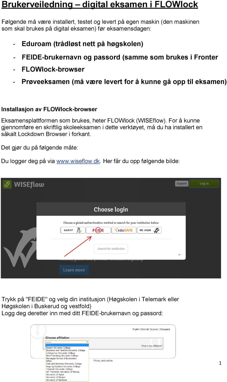 Eksamensplattformen som brukes, heter FLOWlock (WISEflow). For å kunne gjennomføre en skriftlig skoleeksamen i dette verktøyet, må du ha installert en såkalt Lockdown Browser i forkant.