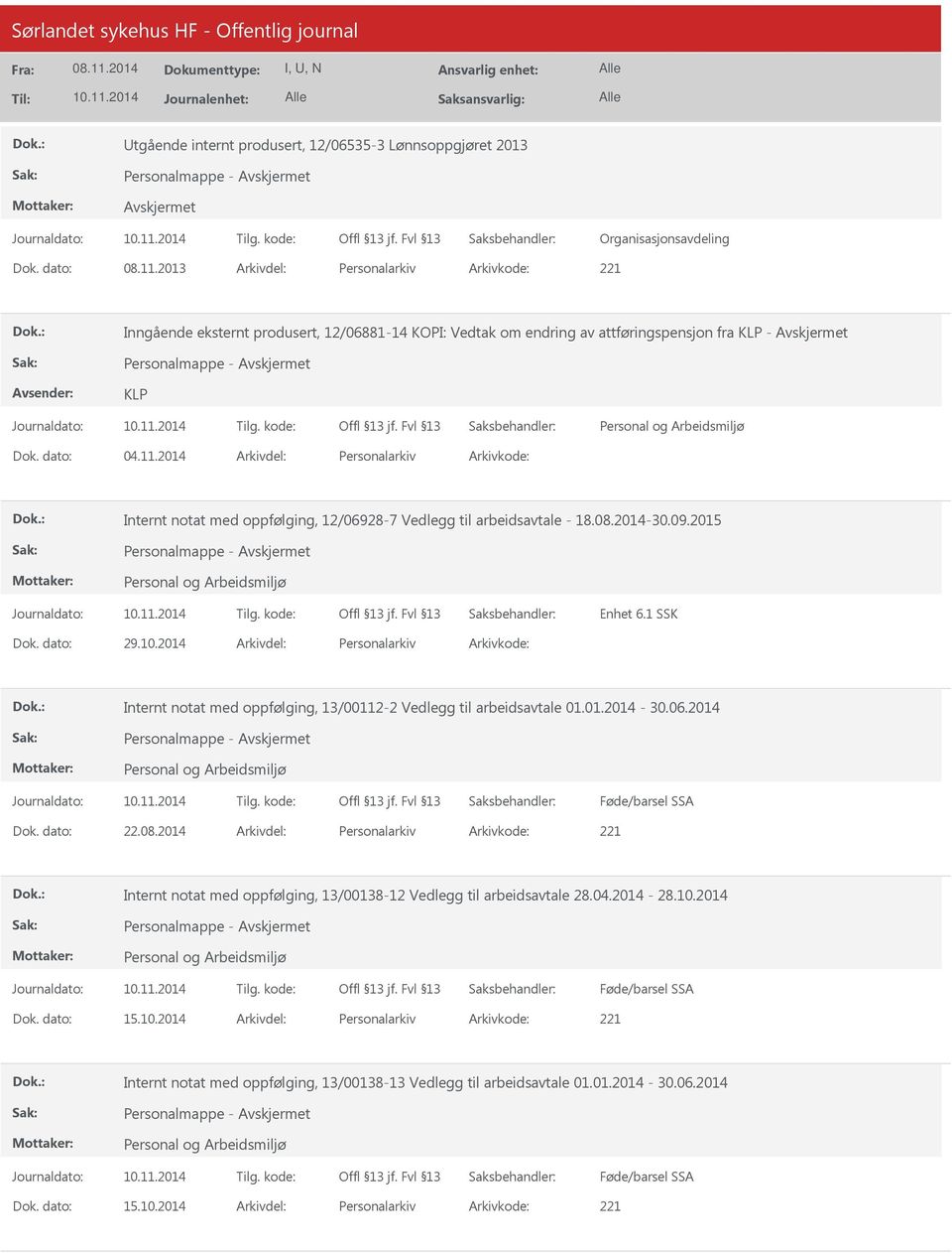 2014 Arkivdel: Personalarkiv Arkivkode: Internt notat med oppfølging, 12/06928-7 Vedlegg til arbeidsavtale - 18.08.2014-30.09.2015 Enhet 6.1 SSK Dok. dato: 29.10.