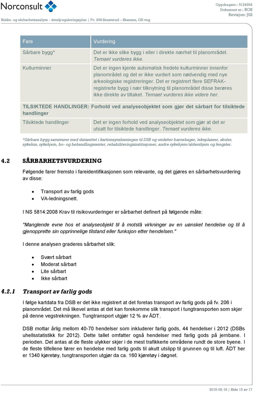 Det er registrert flere SEFRAKregistrerte bygg i nær tilknytning til planområdet disse berøres ikke direkte av tiltaket. Temaet vurderes ikke videre her.