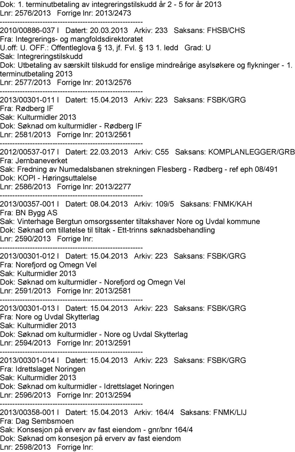 2013 Arkiv: 233 Saksans: FHSB/CHS Fra: Integrerings- og mangfoldsdirektoratet Sak: Integreringstilskudd Dok: Utbetaling av særskilt tilskudd for enslige mindreårige asylsøkere og flykninger - 1.