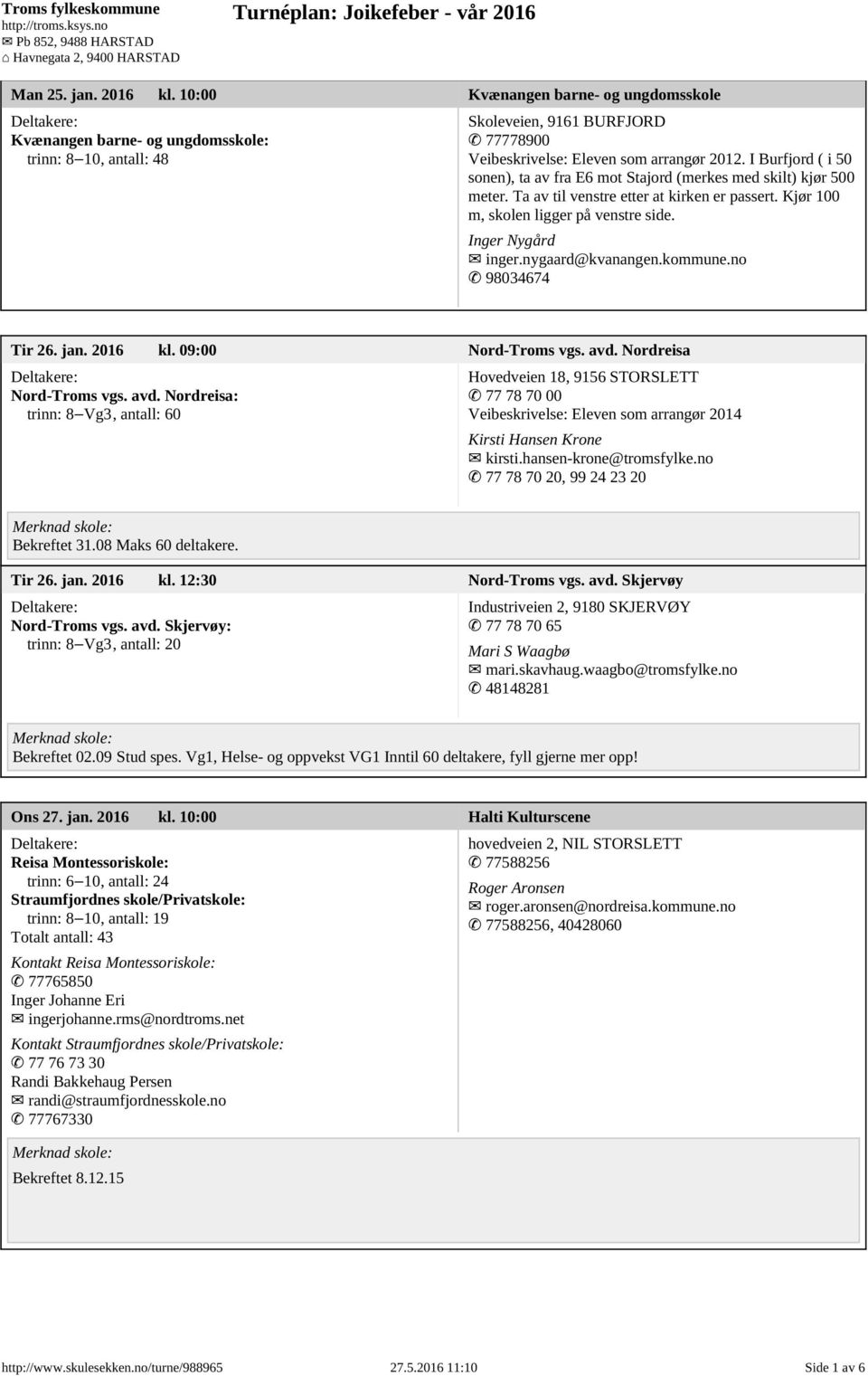 nygaard@kvanangen.kommune.no 98034674 Tir 26. jan. 2016 kl. 09:00 Nord-Troms vgs. avd.