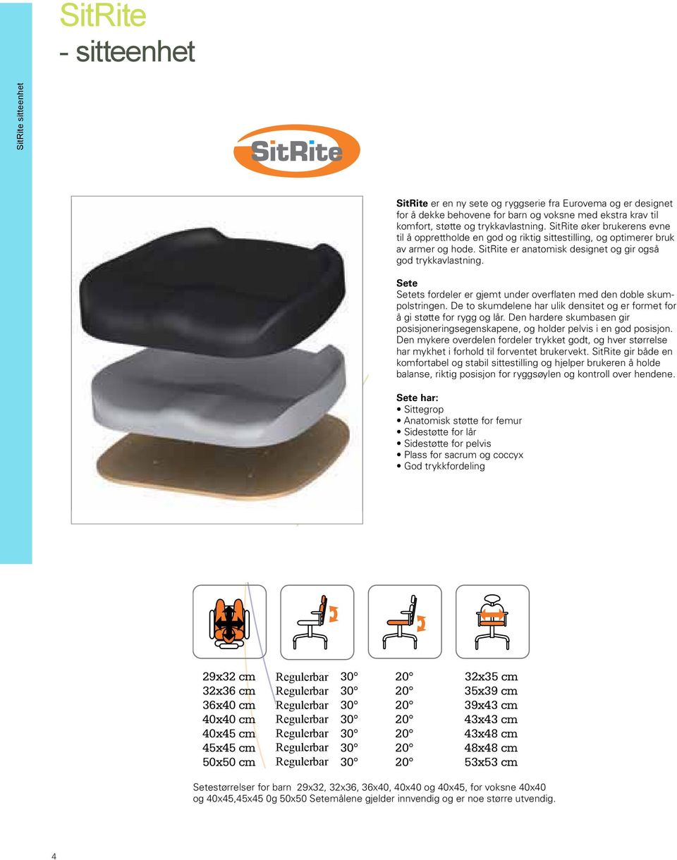 SitRite is designed to provide additional included to meet the needs of users with extra demands. SitRite is designed to support provide additional support and comfort.