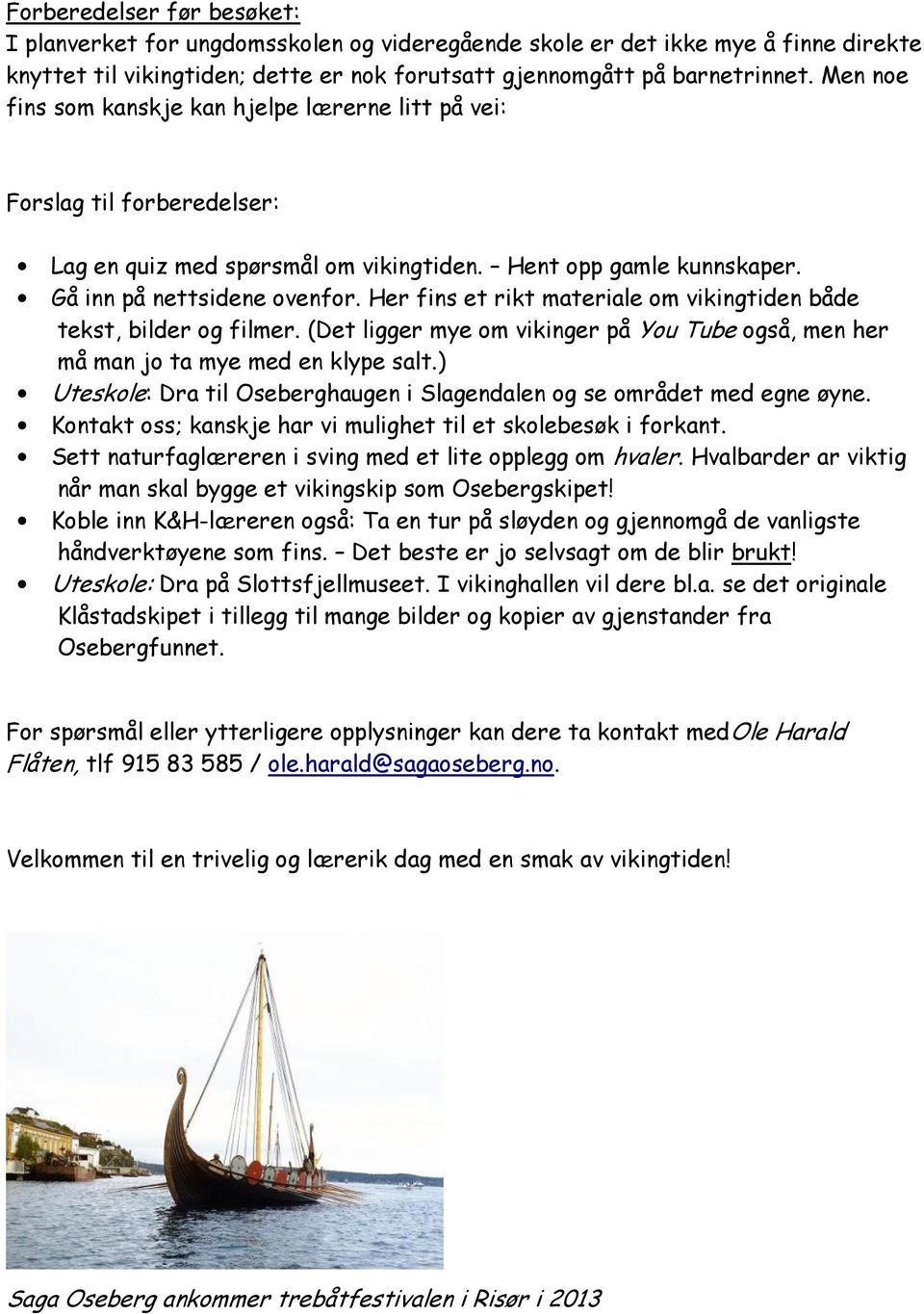 Her fins et rikt materiale om vikingtiden både tekst, bilder og filmer. (Det ligger mye om vikinger på You Tube også, men her må man jo ta mye med en klype salt.