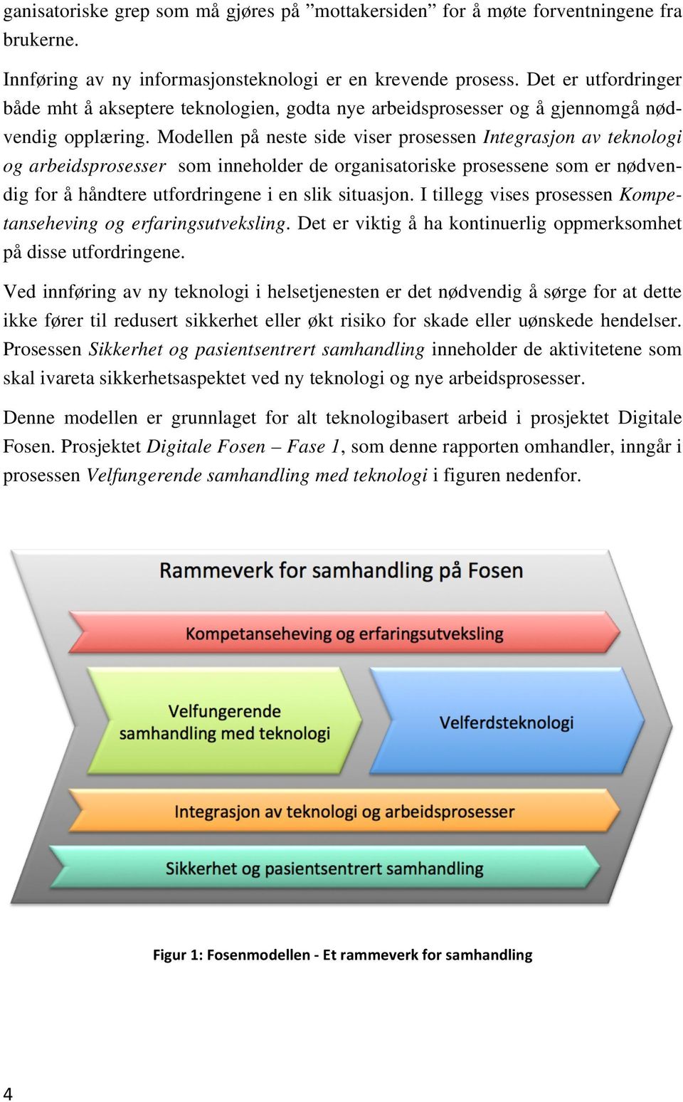 Modellen på neste side viser prosessen Integrasjon av teknologi og arbeidsprosesser som inneholder de organisatoriske prosessene som er nødvendig for å håndtere utfordringene i en slik situasjon.