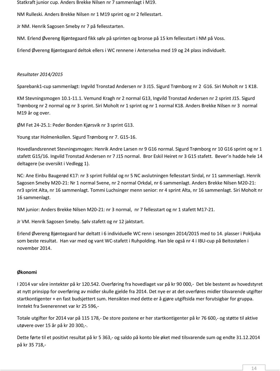 Sigurd Trømborg nr 2 G16. Siri Moholt nr 1 K18. KM Stevningsmogen 10.1-11.1. Vemund Kragh nr 2 normal G13, Ingvild Tronstad Andersen nr 2 sprint J15. Sigurd Trømborg nr 2 normal og nr 3 sprint.