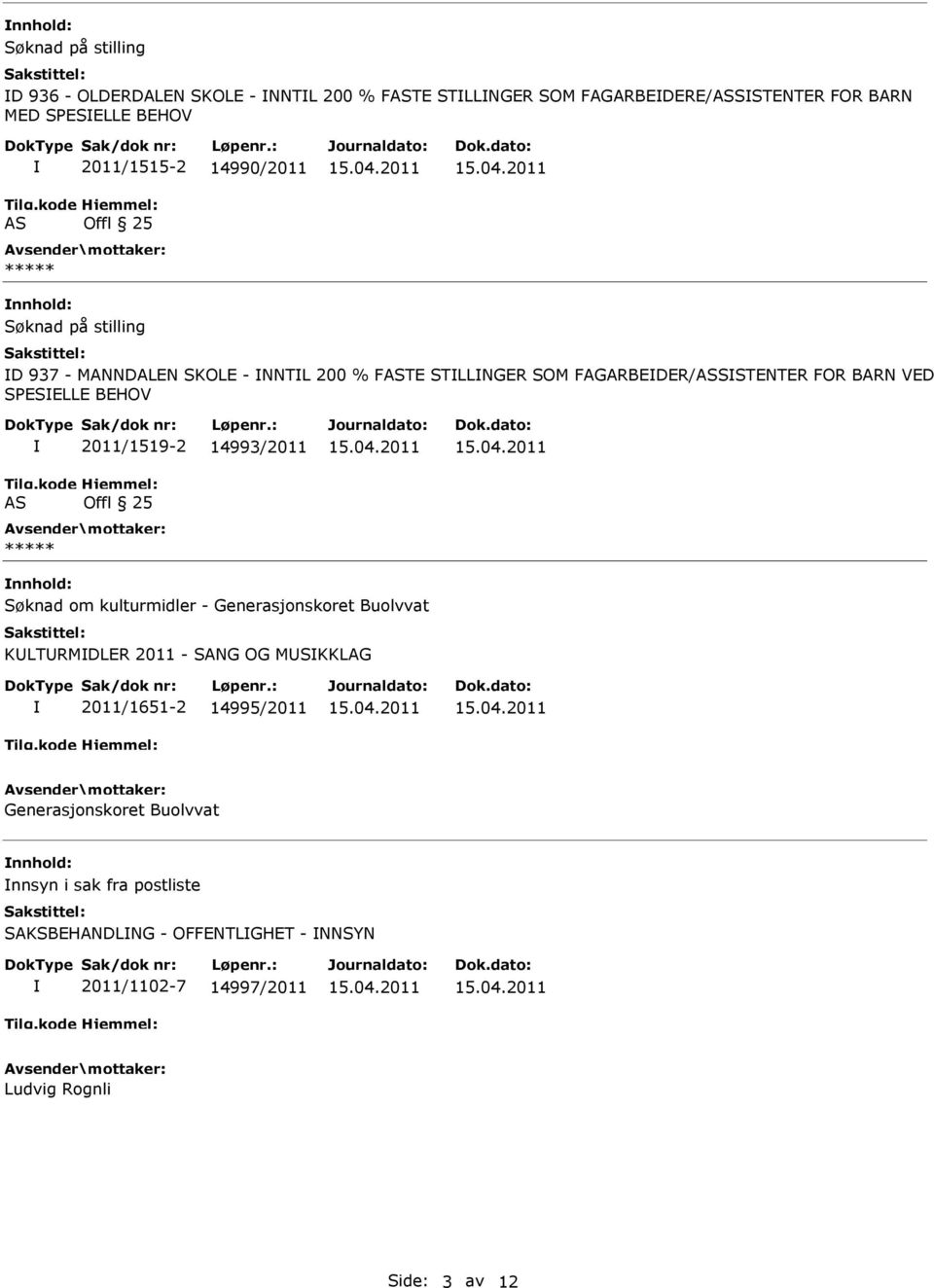 SPESELLE BEHOV 2011/1519-2 14993/2011 nnhold: Søknad om kulturmidler - Generasjonskoret Buolvvat KLTRMDLER 2011 - SANG OG MSKKLAG 2011/1651-2