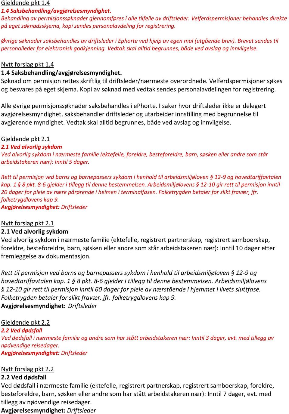 Øvrige søknader saksbehandles av driftsleder i Ephorte ved hjelp av egen mal (utgående brev). Brevet sendes til personalleder for elektronisk godkjenning.